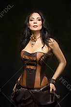 Portrait of a beautiful steampunk woman