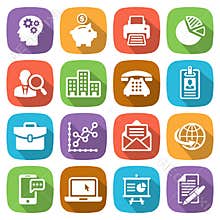 Trendy flat business and finance icon set 1 Vector