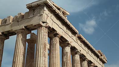 Columns of Parthenon - antique temple in Athenian Acropolis in Greece