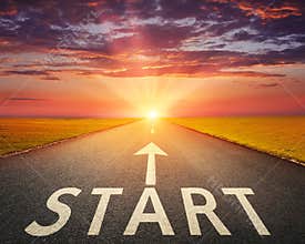 Concept for a new beginning with a sign start