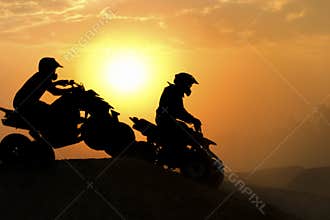 Silhouette ATV or Quad bikes Jump