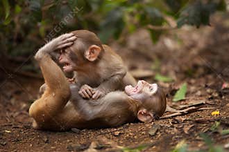 Monkeys playing