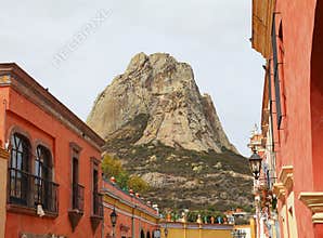 Monolith and houses in Peña de  Bernal queretaro mexico VII