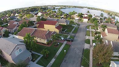 Suburban homes aerial view