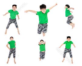 Group of Asian cute child is jumping