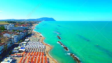 Aerial truck left shot from Porto Recanati