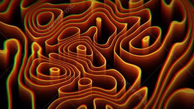 Liquid patterns animation with smooth fluid shapes and glowing orange contours on a black background