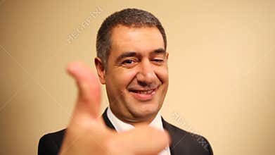 Businessman looking around