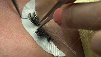 Gluing Artificial Eyelashes