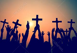 Hands Holding Cross Christianity Religion Faith Concept