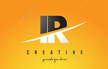 IR I R Letter Modern Logo Design with Yellow Background and Swoosh.