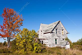 Abandoned farmhouse ruin New Brunswick NB Canada