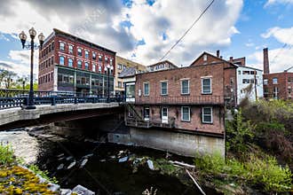 Edge of Downtown Brattleboro, Vermont above the Whetstone Brook