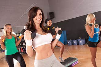 Group of friends in a fitness class