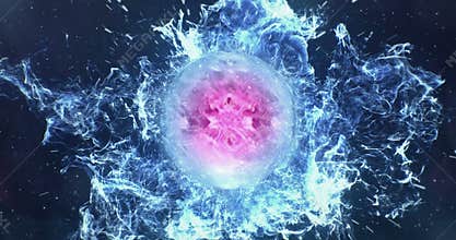 Motion Background VJ Loop - Pink Lens Sphere Blue Particles 4k