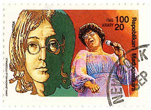 Vintage stamp with singers