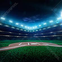 Professional baseball grand arena in night