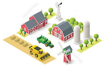 Vector isometric farm set