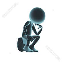 3d character thinker on the stone