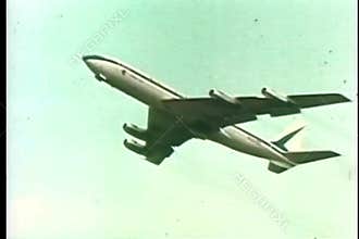 Commercial airplane taking off from runway