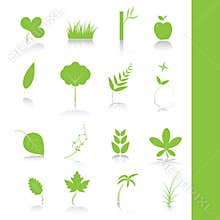 Green plants icon symbol set