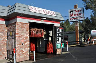 Car wash in a Texaco oil station