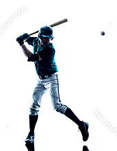 Man baseball player silhouette isolated