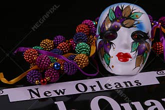 New Orleans Mask and Beads