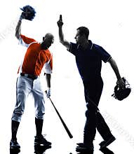 Men baseball players silhouette isolated