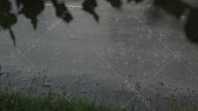 Rainy weather on a city street