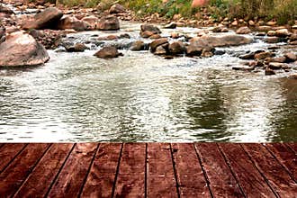 River and bridge side water rock rocks