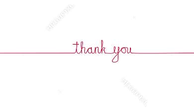 Handwritten THANK YOU text sign. Line separator, overlay, alphA