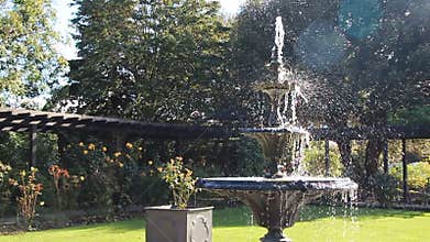 Ornate tiered garden fountain