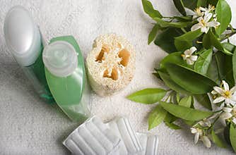 Spa items with orange blossoms