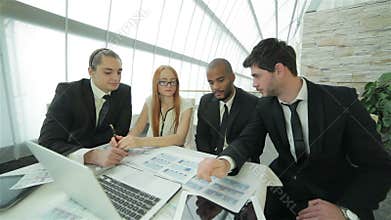 Business partners meeting with clients