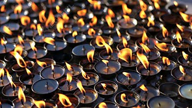 Butter lamps at the Buddhist temple