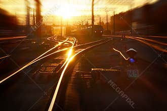 Sunset at the railway station.