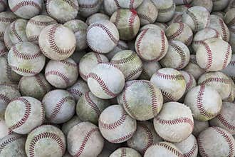 A large pile or group of baseballs