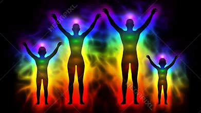 Aura and chakras - silhouette of family