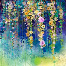 Abstract floral watercolor painting. Spring flower seasonal nature background