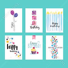 Set of birthday greeting card templates
