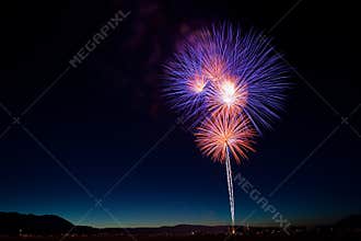 Colorful July 4th Fireworks Celebration at Twilight