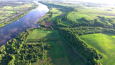 Aerial view of river in the fields