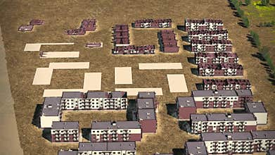 The process of building a house. CG animation.