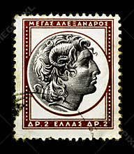 Alexander The Great on Greek Stamp