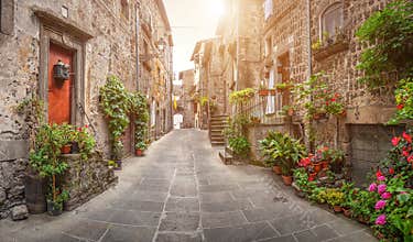 Beautiful alleyway in the historic town of Vitorchiano, Lazio, Italy
