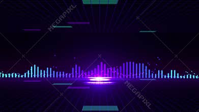 Seamless 3D abstract animation of sound wave equalizer background