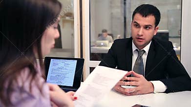Smiling candidate during a job interview.