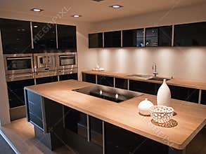 Modern trendy design black wooden kitchen