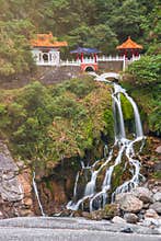 Changchun temple with waterfall in Taroko National Park Taiwan